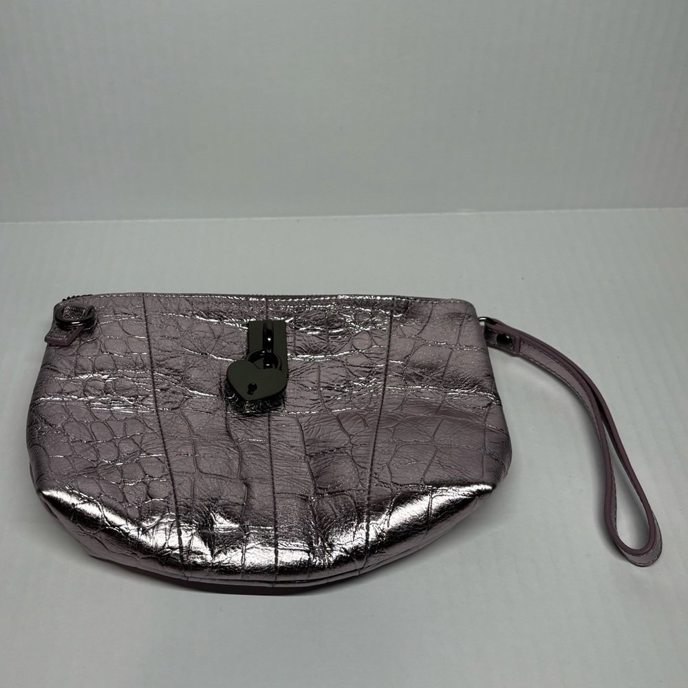 Sharif Metallic Lilac Wristlet Clutch - Stylish Evening Bag